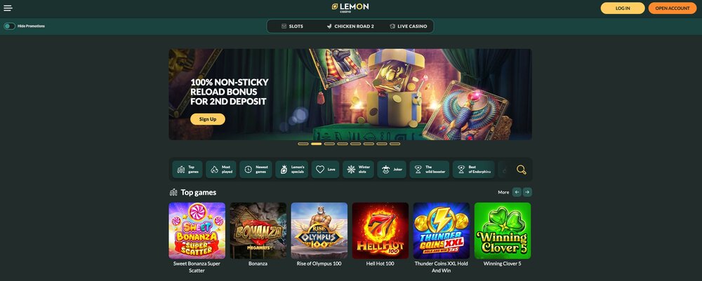 Lemon Casino homepage